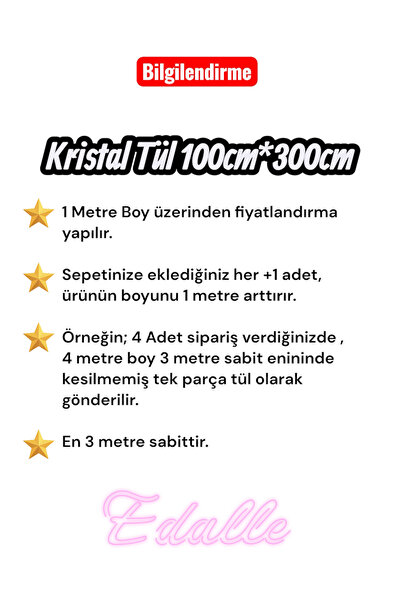 edalle Siyah Kristal Tül 100*300 Cm | Düğün, Kına, Nişan, Araba, Konvoy, Kapı, Bohça, Kapı Süsleme Tülü