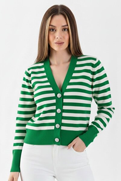 Irmak Kerekli Ζακέτα με ριγέ πλεκτά με πέρλες κουμπιά 3108