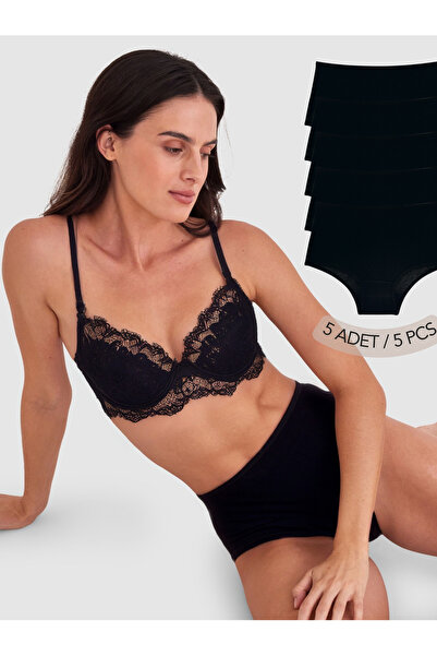 IPL Chiloți pentru femei, Set de talie înaltă chiloți negri din bumbac pentru...