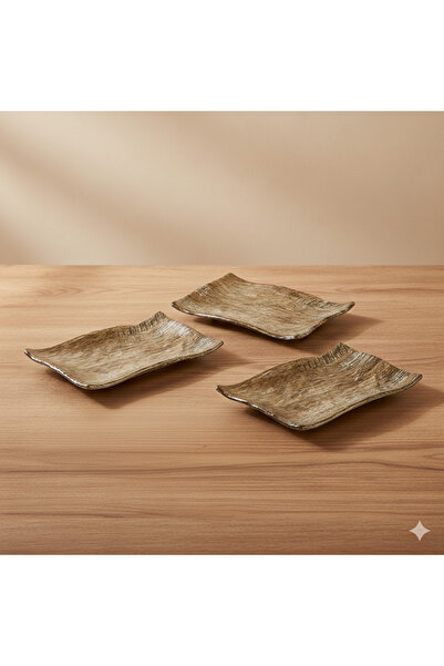 Külsan طقم صحون تقديم ميلامين لون أسود مطفي مكون من 3 قطع مقاس 27 سم