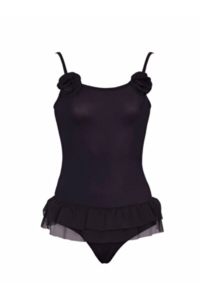 Kom Tüllü Fırfırlı Kız Çocuk Mayo