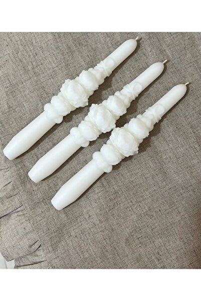 LUMIERI CANDLE El Yapımı Gül Desenli Dekoratif Soya Wax Mum – Kabartmalı Şamd...