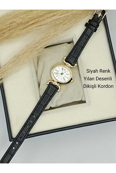 Ricardo Brand Model Minimal Oval Steel Gold Case Black Crocodile-Stitched Str...