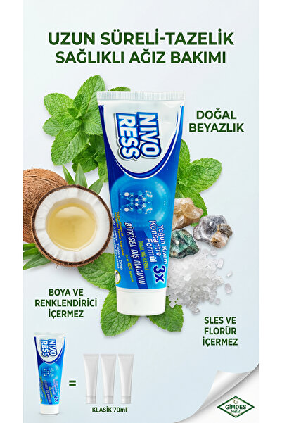 Nivoress Bitkisel Florürsüz Doğal Diş Macunu (Gimdes Helal Ürün) Sertifikalı
