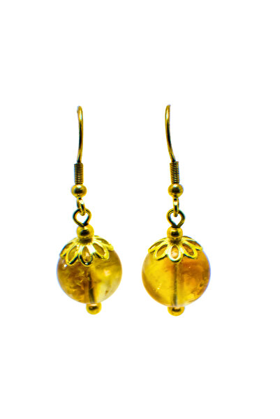 ayrestyle Natural Stone Gold Color Citrine Earrings - Natural Stone Bead Dang...