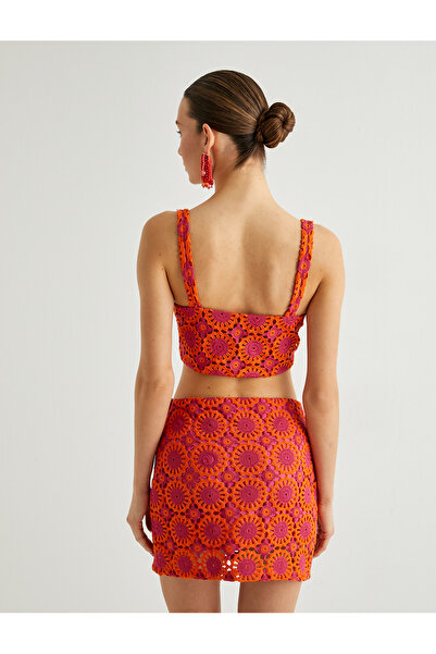 Koton Embroidered Strap Crop Bustier