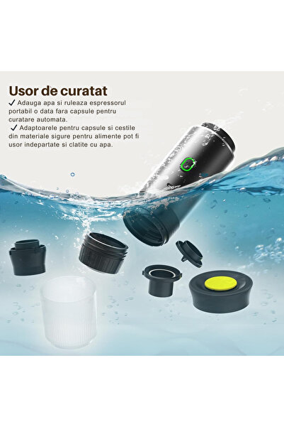 FAMIFY Espressor portabil automat, compatibil cu capsule, cafea măcinată, negru