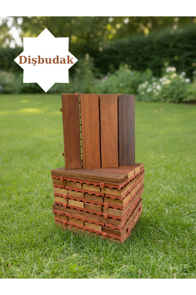 Ahşap Pazarı Ahşap Geçmeli Dişbudak Karo Zemin Balkon, Teras, Bahçe, Islak Zemin(30 cm x 30 cm - 1 Adet)