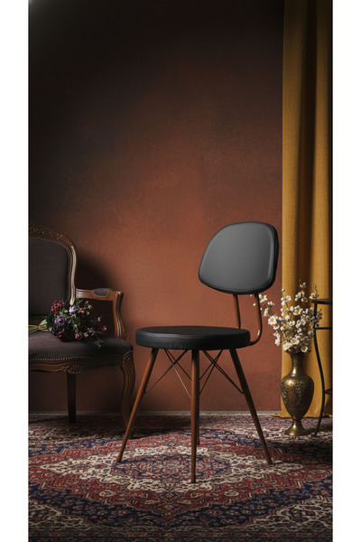 Kalafika Kav Mutfak ve Salon Sandalyeleri-Siyah Deri