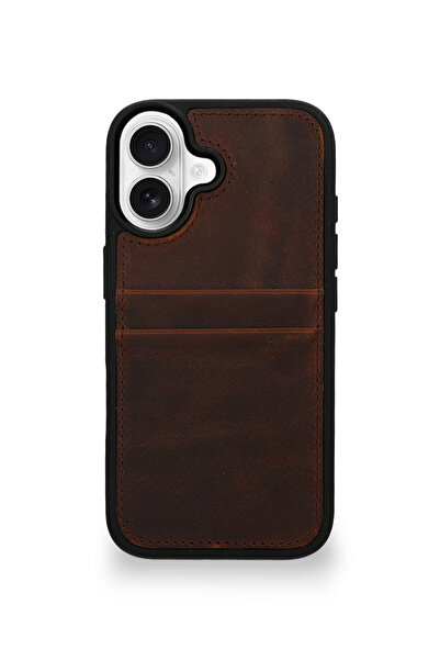 Velvoria حافظة جلدية فاخرة لهاتف آيفون 17 مع حامل بطاقات وتصميم عتيق بلون بني