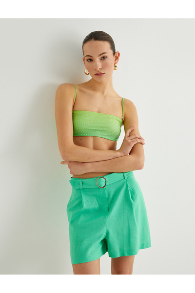 Koton Pantaloni scurți verzi pentru damă - 4sak40406pw