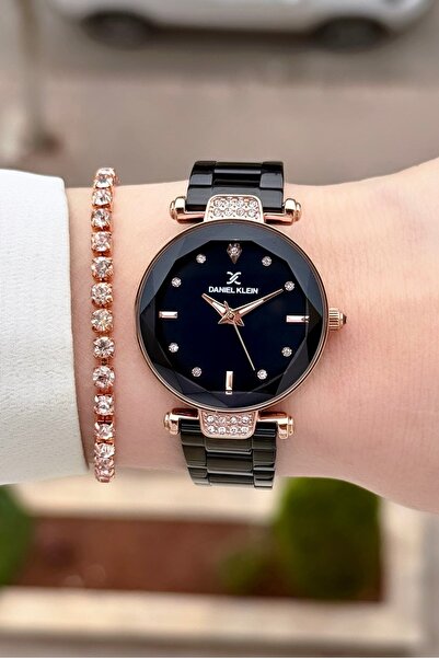 Daniel Klein Bronz Siyah Renk 24 Ay Garantili Kadın Kol Saati ve Bileklik