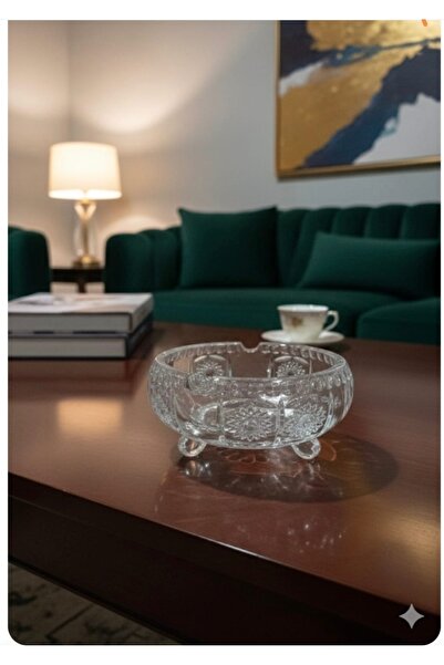 ORTAKÖY CENNETİ Kristal Büyük boy 3 ayaklı kristal küllük DELISOGA marka kalıteli 14 CM ağız genişliği 7 cm yük