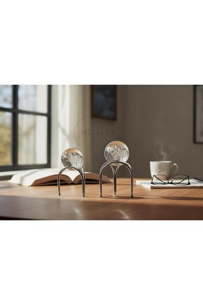 METALAY 2 Li Kristal Küre 3 Ayak GÜMÜŞ Renk 2 li GÜMÜŞ 3 ayak kristal küre 00...