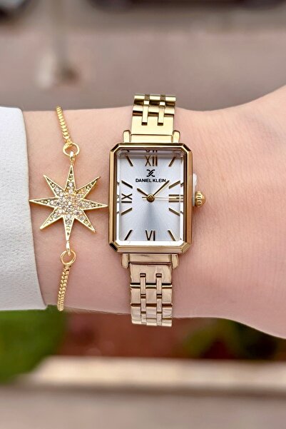 Daniel Klein Sarı Renk 24 Ay Garantili Kadın Kol Saati Ve Bileklik