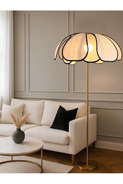 Buiva Modern Lambader İskandinav Boheme Jumeria Burenze Dekoratif Lambader Metal Gövde Ekru Kumaş Abajur