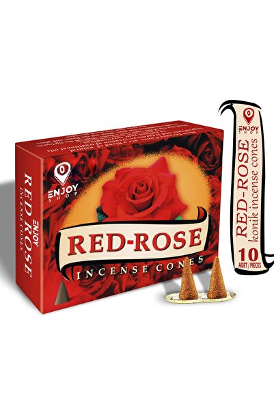 ENJOY SHOP Red-rose Kırmızı Gül Kokulu Konik Tütsü 10 Adet Pieces Cones Not: ...