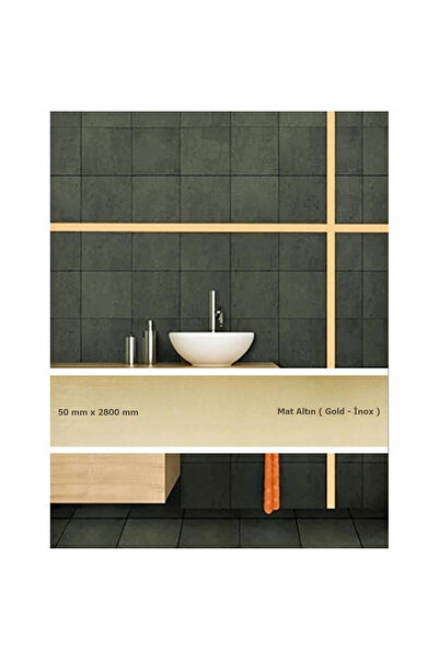 EYM 50 mm x 2800 mm Mat Altın Sibu Aynalı Pleksi Şerit Mobilya Süsü