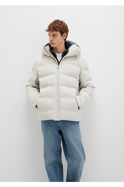 Mavi Wasserabweisender, aufblasbarer Mantel mit Kapuze in Ecru 0110313-70144