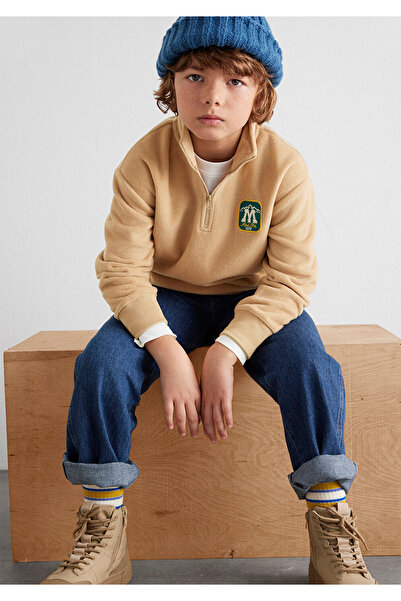 Mavi Semi-Zip Beige Fleece Sweatshirt 6S10153-83859
