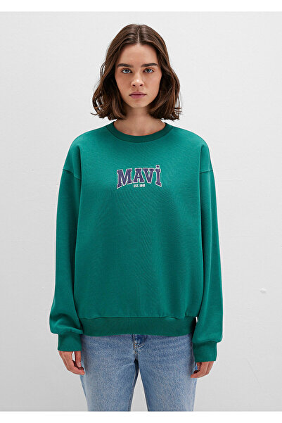 Mavi Zelená mikina s potiskem loga 1S10372-71918