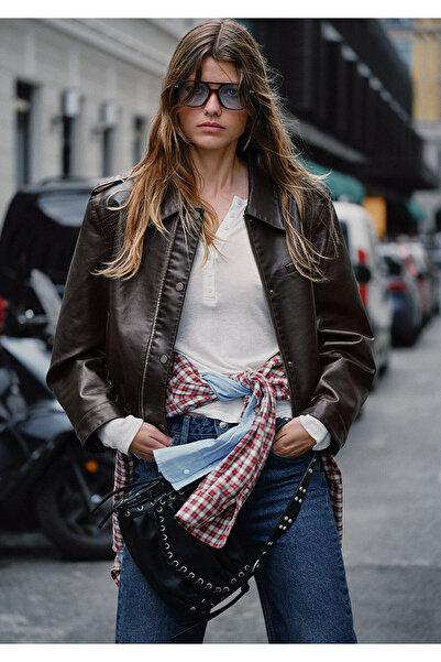 Mavi Καφέ μπουφάν από συνθετικό δέρμα Regular Fit / Normal Cut 1110782-90892