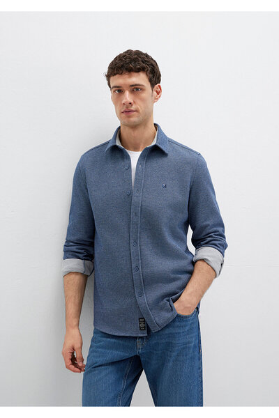 Mavi M Logo Embroidered Navy Blue Knitted Shirt Regular Fit / Regular Cut 0211763-70718