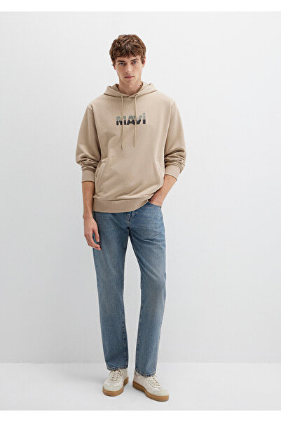 Mavi Beigefarbenes Sweatshirt mit Logo-Print 0S10395-70004