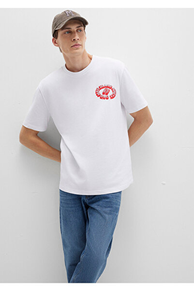 Mavi Jeans Printed White T-Shirt Loose Fit / Loose Relaxed Fit 0612898-620