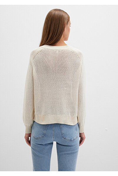 Mavi Ecru dünner Strickpullover mit Rundhalsausschnitt, lockere Passform / bequemer Schnitt 1710696-70068