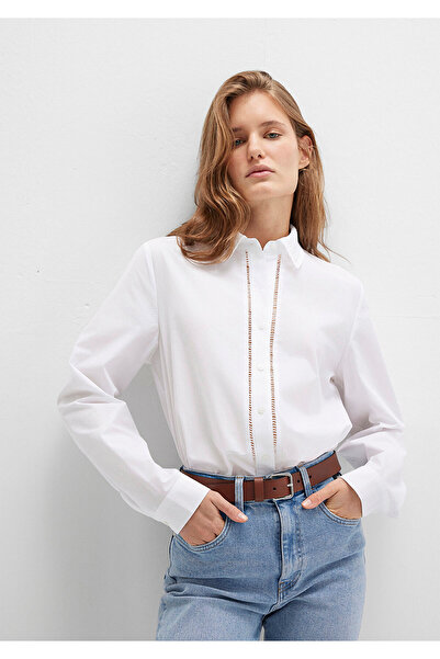 Mavi Embroidered Stripe Detailed White Shirt Regular Fit / Regular Cut 1211174-70057