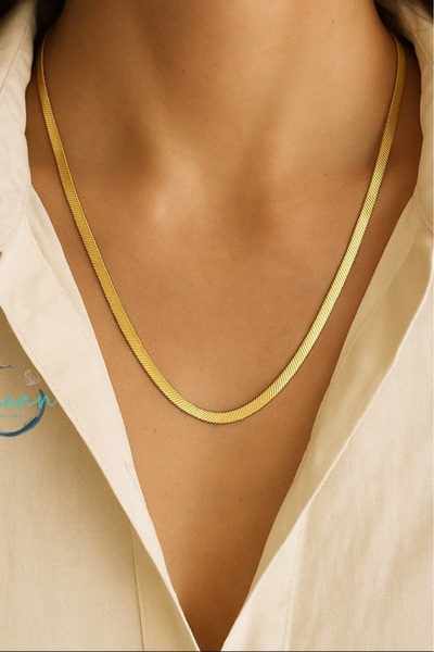 OCEANDESING Kararmaz Premium Çelik Altın Renk Kalın İtalyan Zincir Kolye – 60...