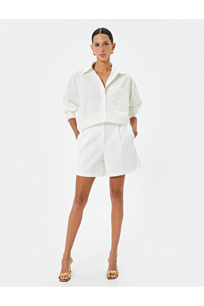 Koton Linen Blend Shirt Long Sleeve Pocket Detail