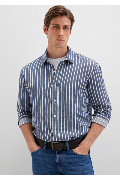 Mavi Смугаста синя сорочка Slim Fit / Вузький крій 0211698-90917