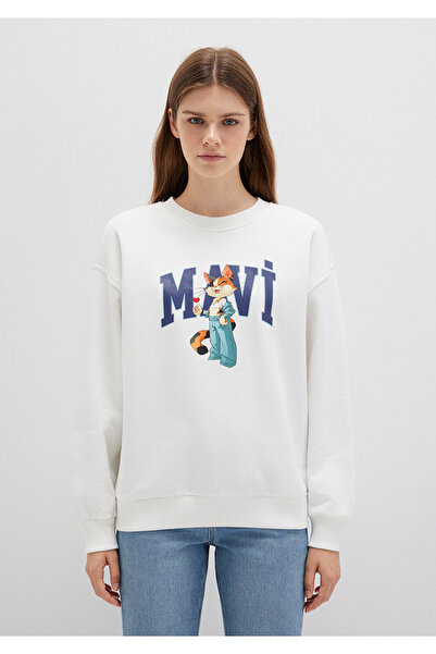 Mavi Cat Logo Ecru Sweatshirt 1S10460-70057