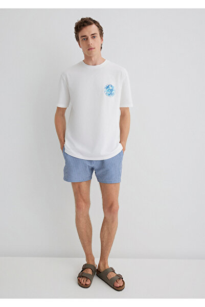 Mavi Indigo Turtles Printed Ecru T-Shirt Loose Fit / Loose Casual Cut 0613011-70057