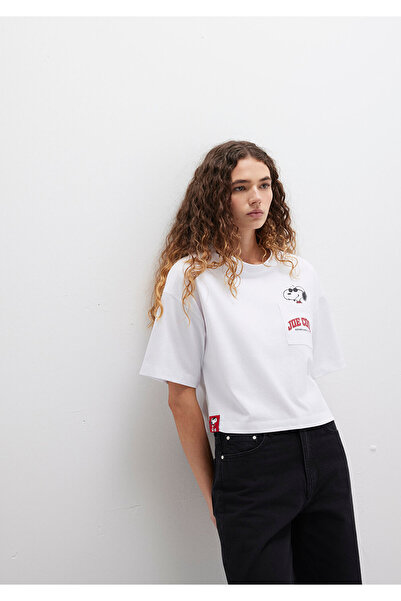 Mavi Snoopy Printed White T-Shirt Boxy Fit 1613669-620