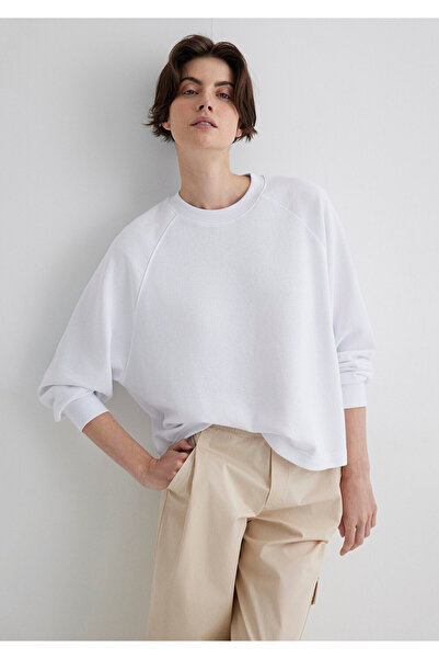 Mavi Weißes Basic-Sweatshirt mit Rundhalsausschnitt 1S10161-620