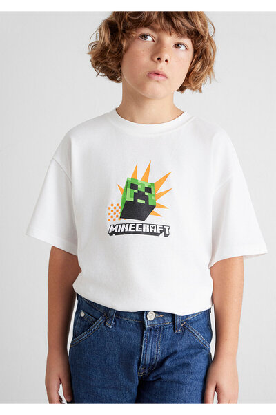 Mavi Футболка Minecraft з принтом, екрю, оверсайз / широкий крій 6610340-70057