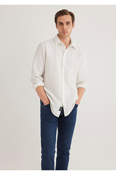 Mavi Cămașă cu dungi Ecru Regular Fit / Normal croială 0211384-70813