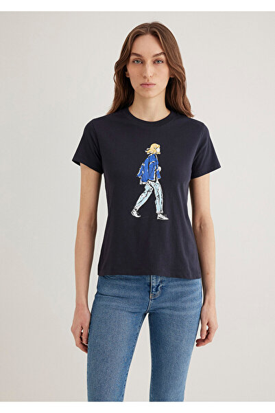 Mavi Denim Girl Printed Black T-Shirt Semi Slim Fit / Semi Slim Fit 1613188-70087