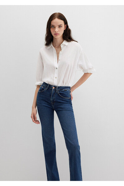 Mavi Cămașă de in alb Lux Touch - Loose Fit 1210747 -620