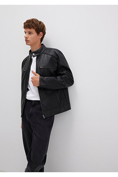 Mavi Μαύρο μπουφάν από συνθετικό δέρμα Slim Fit - 0110438 -71379