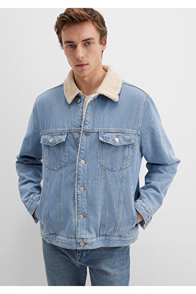 Mavi ZANDER Sky Blue - Denim în stil Sherpa