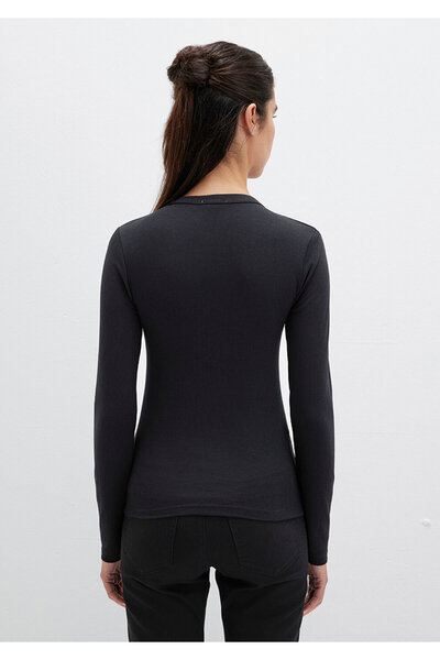 Mavi Μακρυμάνικο Μαύρο Βασικό T-Shirt Εφαρμοσμένο / Κομμένο στο σώμα 1612817 -900