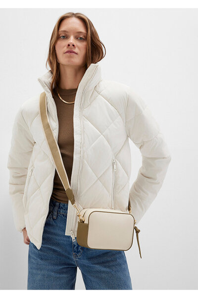 Mavi Beige Crossbody Bag with Khaki Strap 1910084 -71469