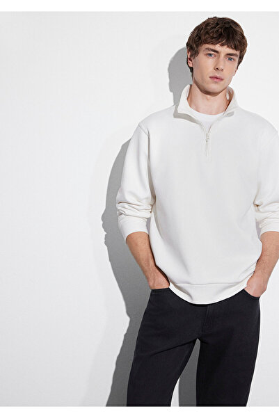 Mavi Hanorac de bază alb - semi-fermoar, 0S10278-70057