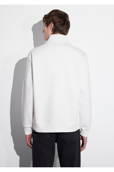 Mavi Hanorac de bază alb - semi-fermoar, 0S10278-70057