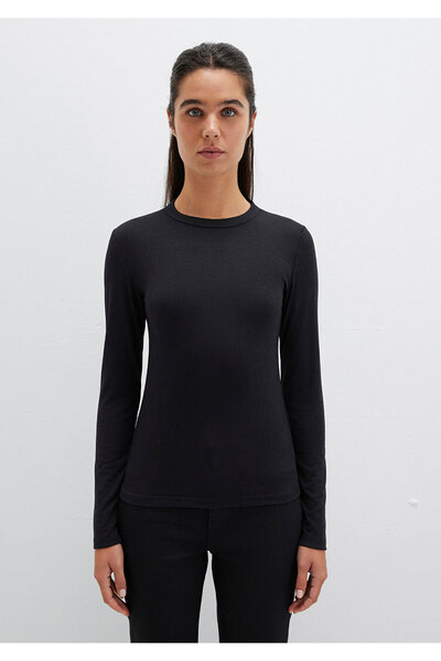 Mavi Μακρυμάνικο Μαύρο Βασικό T-Shirt Εφαρμοσμένο / Κομμένο στο σώμα 1612817 -900