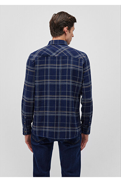 Mavi Сорочка в клітинку темно-синя Slim Fit / вузький крій 0211269-88669